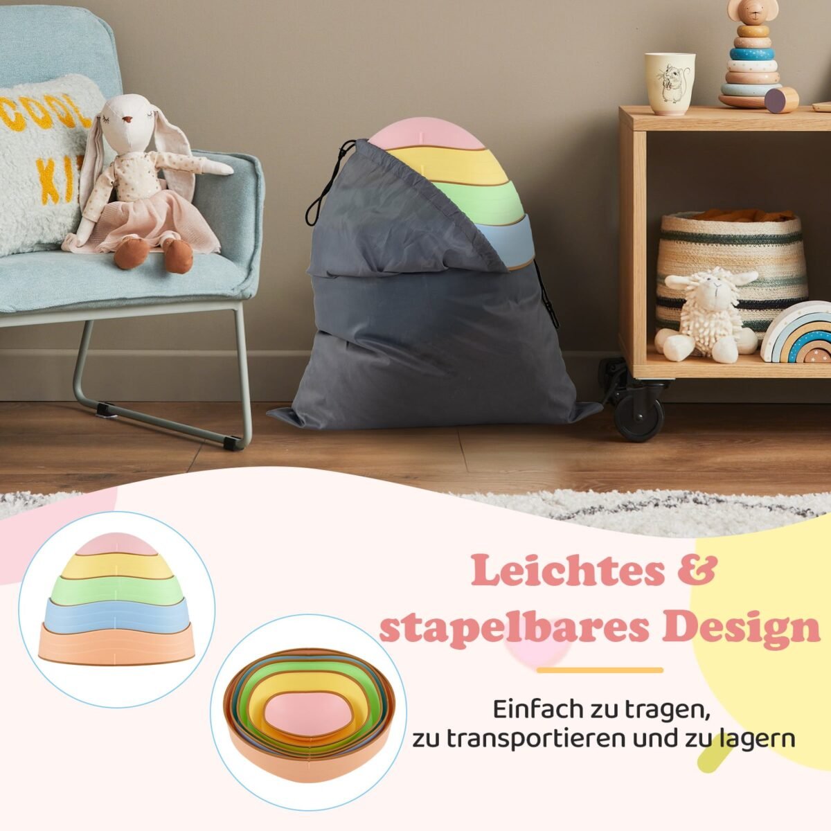 Vaikų balansiniai akmenys – neslystantys ir lavinantys (Daugiaspalvis) – Paveikslėlis 4