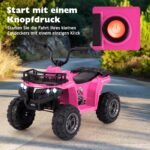 Vaikų elektrinis keturratis su 6V akumuliatoriumi ir pirmyn/atgal funkcija (Rožinė) – Paveikslėlis 4