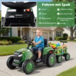 Vaikų elektrinis traktorius su nuimama priekaba (Tamsiai žalia) – Paveikslėlis 4
