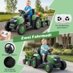 Vaikų elektrinis traktorius su nuimama priekaba (Tamsiai žalia) – Paveikslėlis 5