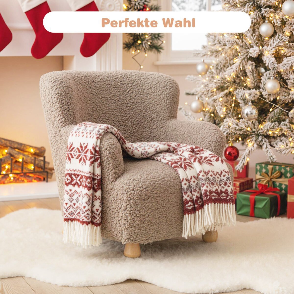 Vaikų minkštas fotelis su medinėmis kojelėmis (Ruda) – Paveikslėlis 3