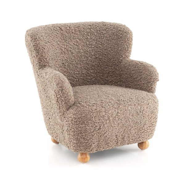 Vaikų minkštas fotelis su medinėmis kojelėmis (Ruda)