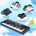 Vaikų nešiojamas elektroninis pianinas su 37 klavišais ir ritmais (Juoda)