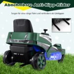 Vaikų pasivažinėjimo vejapjovė su 360° apsisukimu ir LED šviesomis (Žalia) – Paveikslėlis 4