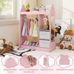 Vaikų persirengimo ir žaidimų spinta su veidrodžiu (Rožinė) – Paveikslėlis 4