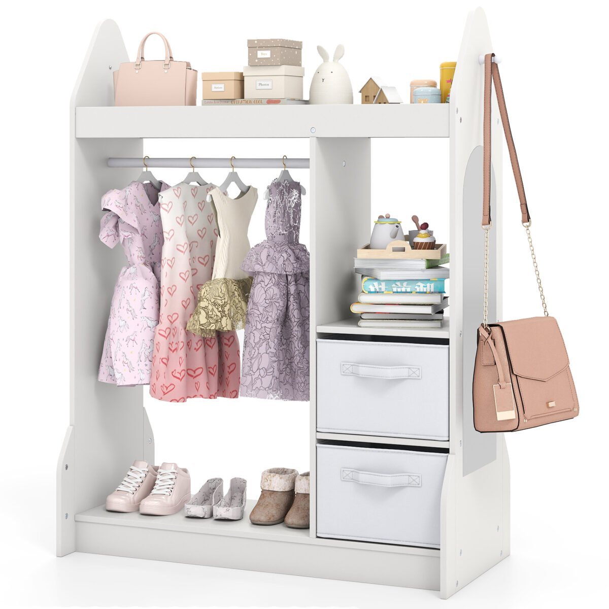 Vaikų persirengimo kampelis su veidrodžiu ir kabykla (Balta) – Paveikslėlis 5