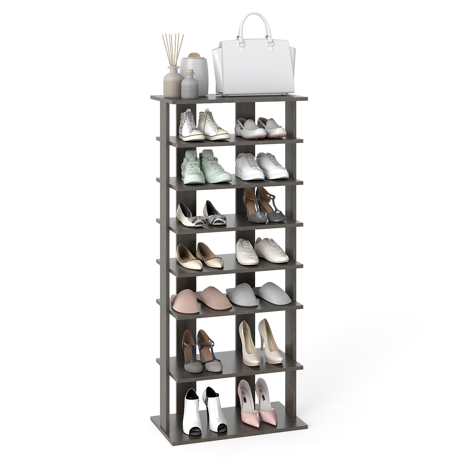 Vertikalus batų rūšiuotuvas su reguliuojamomis lentynomis (Pilka)