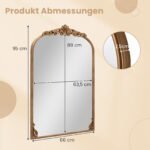 Vintažinis barokinis sieninis veidrodis su metalo rėmu (Auksinė) – Paveikslėlis 2