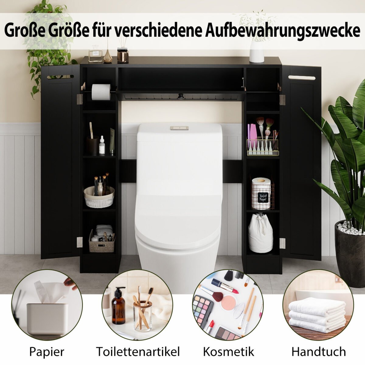 Virštualetinė pastatoma spintelė su reguliuojamomis lentynomis (Juoda) – Paveikslėlis 4