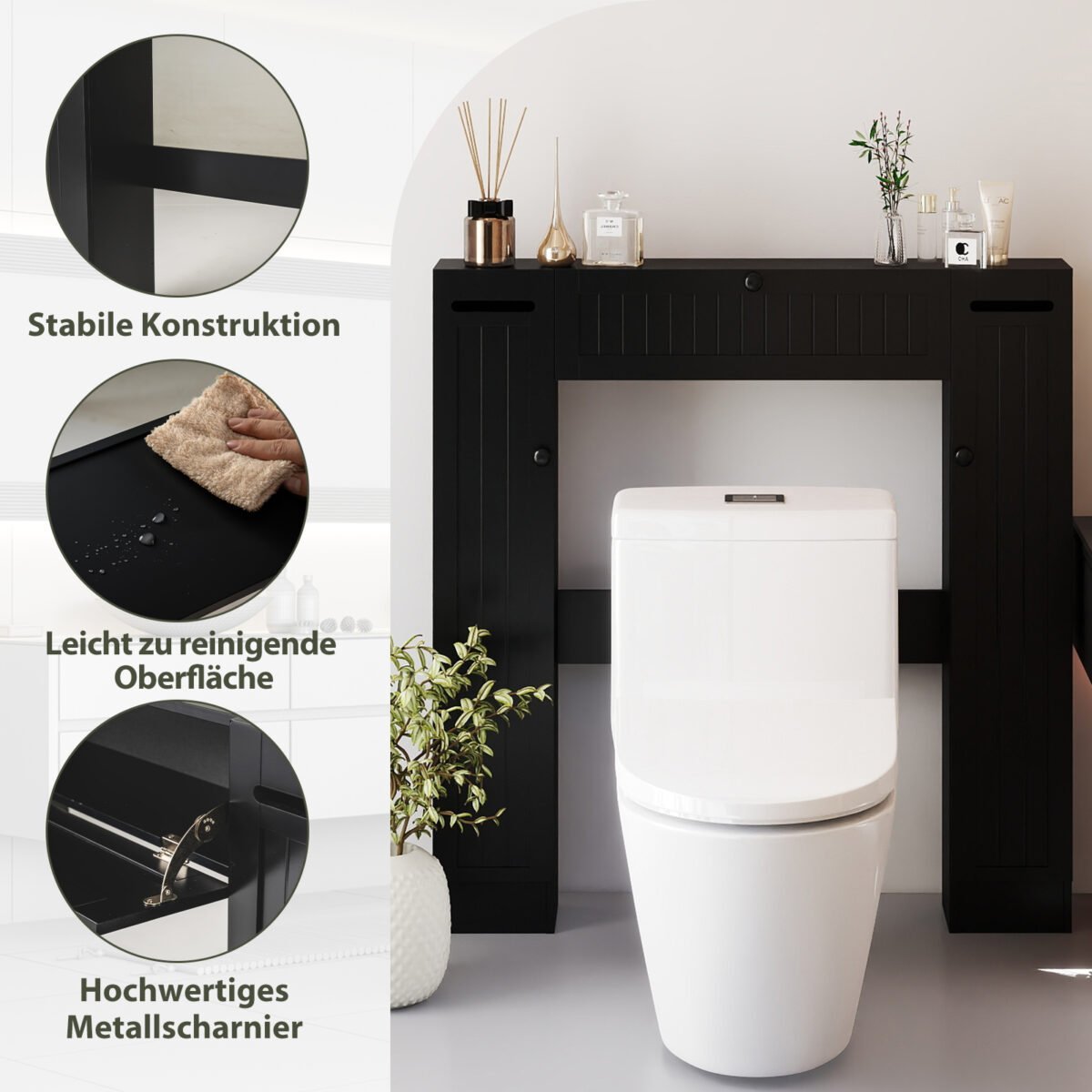 Virštualetinė pastatoma spintelė su reguliuojamomis lentynomis (Juoda) – Paveikslėlis 5