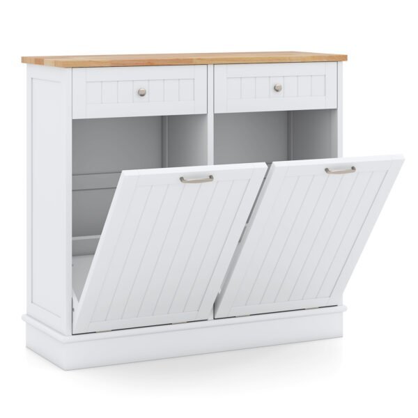 Virtuvės spintelė su integruota pjaustymo lenta ir šiukšliadėžių skyriais (Balta)