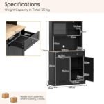 Virtuvinė spintelė su atverčiama šiukšliadėže ir reguliuojamomis lentynomis (Juoda)