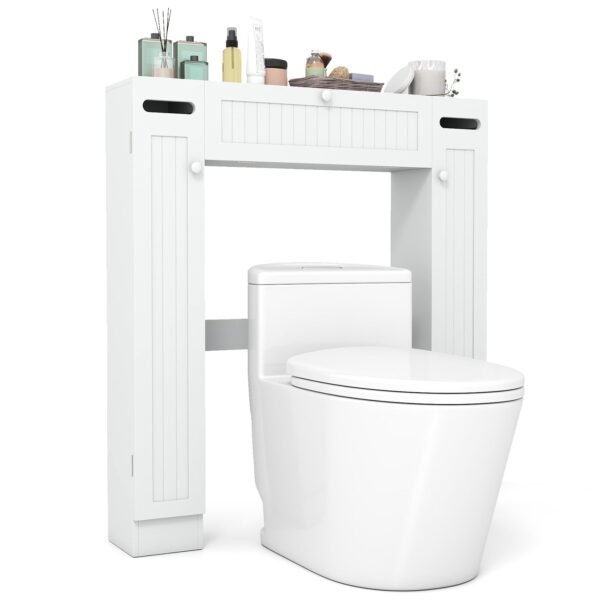 Vonios kambario spintelė virš tualeto su reguliuojamomis lentynomis (Balta)