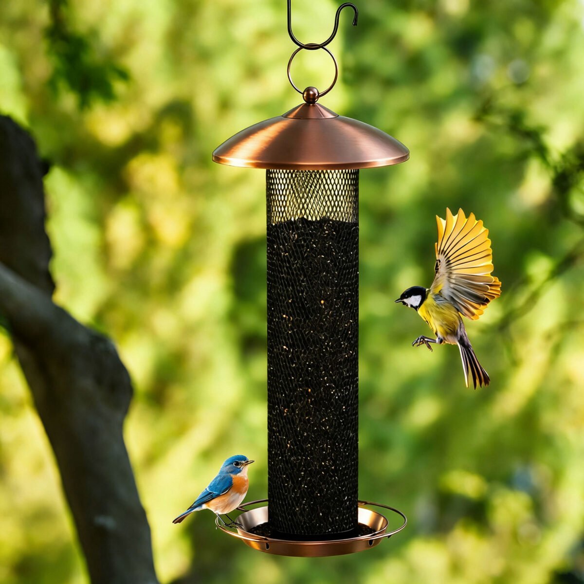 Voveraičių apsaugotas lauko paukščių lesintuvas su didele talpa (Juoda) – Paveikslėlis 3