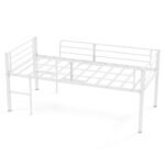 Žemas metalinis lovos rėmas su apsauginiais turėklais (Balta)