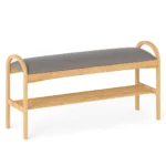 Batų suoliukas su paminkštinta sėdyne ir bambuko rėmu (Pilka)