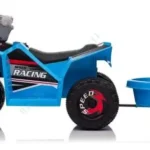 Elektrinis vaikiškas keturratis su atspariais ratais ir nuimama priekaba (Mėlyna)