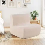 Ergonomiškas grindų krėslas su atlošu ir minkštu apmušalu (Smėlio)