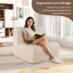 Ergonomiškas grindų krėslas su atlošu ir minkštu apmušalu (Smėlio)