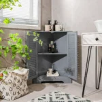 Kampinė spintelė su žaliuzinėmis durelėmis ir reguliuojama lentyna (Pilka) – Paveikslėlis 2