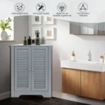 Kampinė spintelė su žaliuzinėmis durelėmis ir reguliuojama lentyna (Pilka) – Paveikslėlis 6