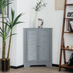 Kampinė spintelė su žaliuzinėmis durelėmis ir reguliuojama lentyna (Pilka) – Paveikslėlis 3