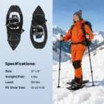 Lengvas sniegbačių komplektas su trekingo lazdomis (Juoda) – Paveikslėlis 2