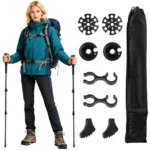 Lengvos reguliuojamos aliuminio trekingo lazdos su kamštinėmis ir EVA rankenomis (Juoda) – Paveikslėlis 4