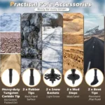 Lengvos reguliuojamos aliuminio trekingo lazdos su kamštinėmis ir EVA rankenomis (Juoda) – Paveikslėlis 6