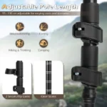 Lengvos reguliuojamos aliuminio trekingo lazdos su kamštinėmis ir EVA rankenomis (Juoda) – Paveikslėlis 7