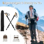 Lengvos reguliuojamos aliuminio trekingo lazdos su kamštinėmis ir EVA rankenomis (Juoda) – Paveikslėlis 8