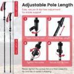 Lengvos sulankstomos žygio lazdos su greito užrakto sistema (Raudona) – Paveikslėlis 3