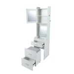 Makiažo staliukas su atlenkiamu veidrodžiu ir įmontuota įkrovimo stotele (Balta)