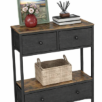 Pramoninio stiliaus konsolinis staliukas su stalčiais ir atvira lentyna (Rūsta ruda)