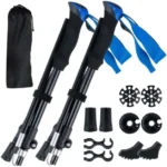 Reguliuojamos sulankstomos greito fiksavimo trekingo lazdos (Mėlyna)