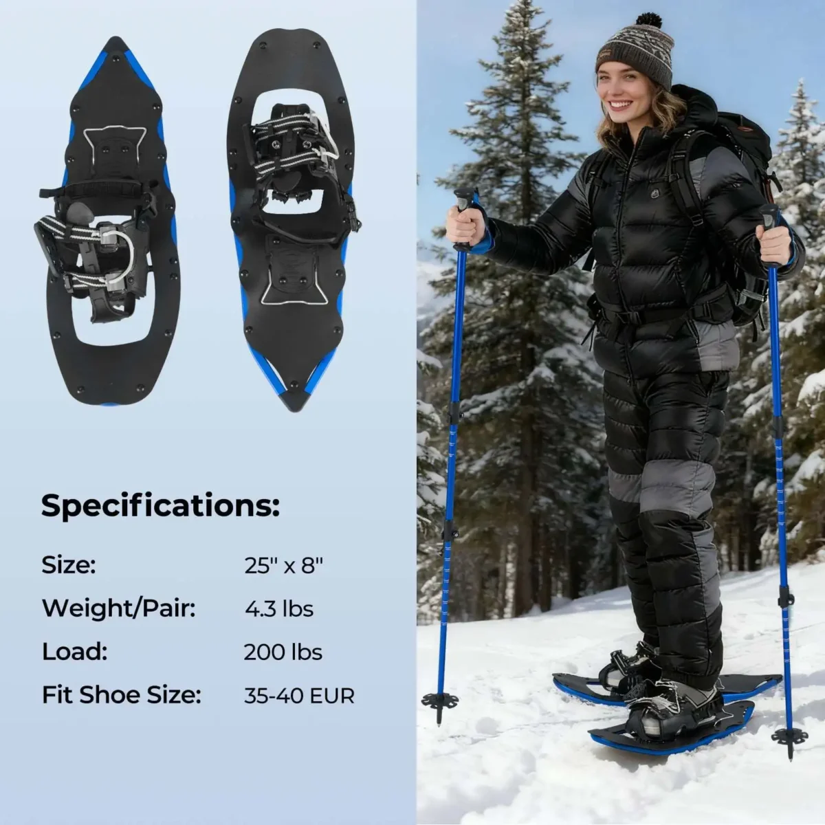 Sniegbačiai žygiams su kopimo pagalba ir reguliuojamomis lazdomis (Mėlyna) – Paveikslėlis 8