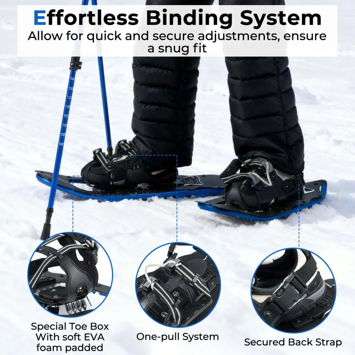 Sniegbačiai žygiams su kopimo pagalba ir reguliuojamomis lazdomis (Mėlyna) – Paveikslėlis 4