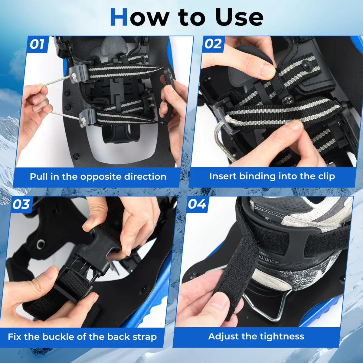 Sniegbačiai žygiams su kopimo pagalba ir reguliuojamomis lazdomis (Mėlyna) – Paveikslėlis 3