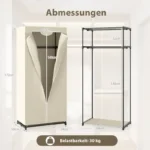 Sulankstoma medžiaginė spinta su drabužių kabykla ir lentynomis (Smėlinė)