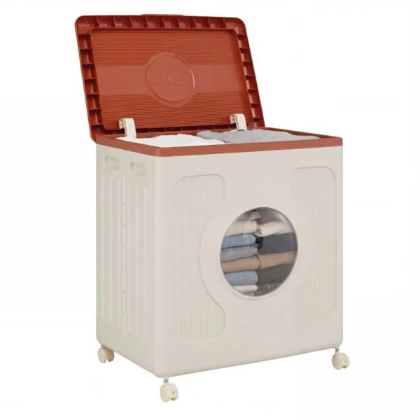 Talpi drabužių laikymo dėžė su dangčiu ir ratais (Oranžinė)