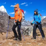 Teleskopinės aliuminio žygio lazdos su EVA ir kamščio rankenomis (Mėlyna) – Paveikslėlis 2