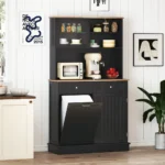 Virtuvinė spintelė su atverčiama šiukšliadėže ir reguliuojamomis lentynomis (Juoda)