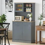 Virtuvinė spintelė su atverčiama šiukšliadėže ir reguliuojamomis lentynomis (Pilka)