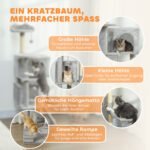 140 cm Kačių medis su daugiaaukščiais gultais, sizalio draskykle ir sustiprintu pagrindu – Paveikslėlis 4