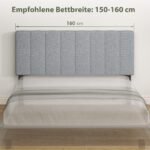160 cm pločio lovos galvūgalis, 3 reguliuojamo aukščio padėčių, aptrauktas lino imitacijos audiniu – Paveikslėlis 4