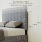 160 cm pločio lovos galvūgalis, 3 reguliuojamo aukščio padėčių, aptrauktas lino imitacijos audiniu – Paveikslėlis 5