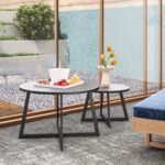 2 dalių apvalių lauko staliukų komplektas su įstatomu dizainu ir stikliniu paviršiumi – Paveikslėlis 9