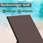 2 dalių lauko gultų rinkinys su reguliuojamu atlošu ir stiklo staliuku (Ruda) – Paveikslėlis 3