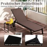 2 dalių lauko gultų rinkinys su reguliuojamu atlošu ir stiklo staliuku (Ruda) – Paveikslėlis 5