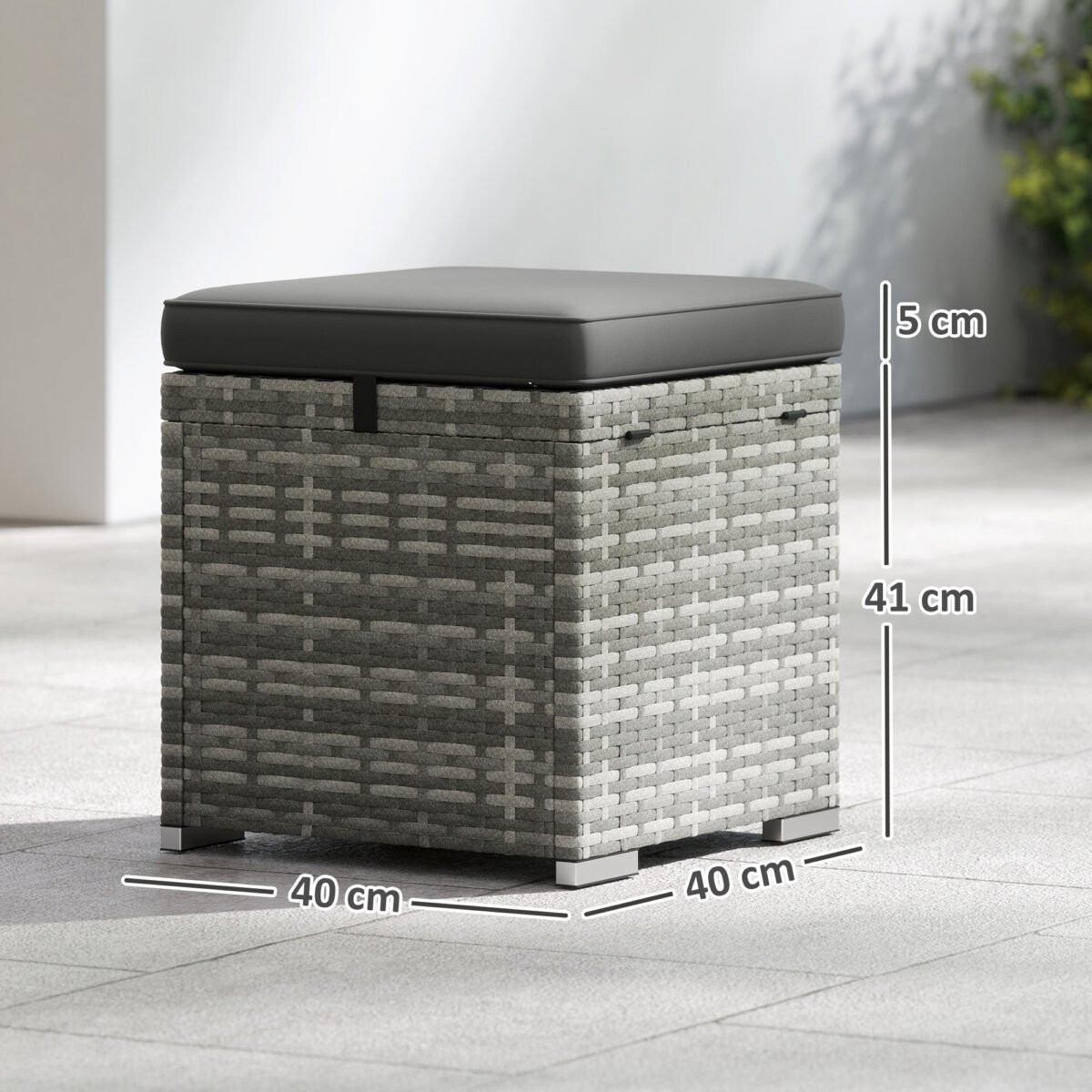 2 vnt. Lauko pufai iš PE ratano su daiktadėže ir pagalvėlėmis – Paveikslėlis 3